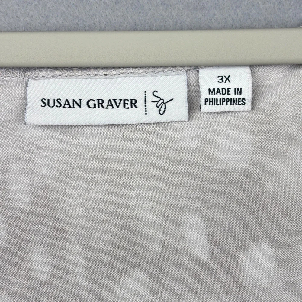 Susan Graver Liquid Knit Tank Top Womens 3X Feather Print Scoop Neck Eclectic